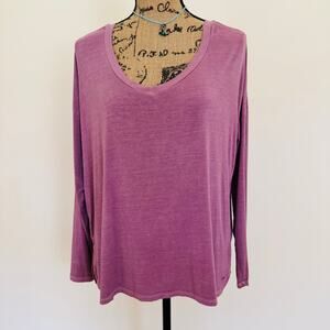 American Eagle Womens Soft & Sexy Long Sleeve Lilac Lavender Purple V Neck Top M